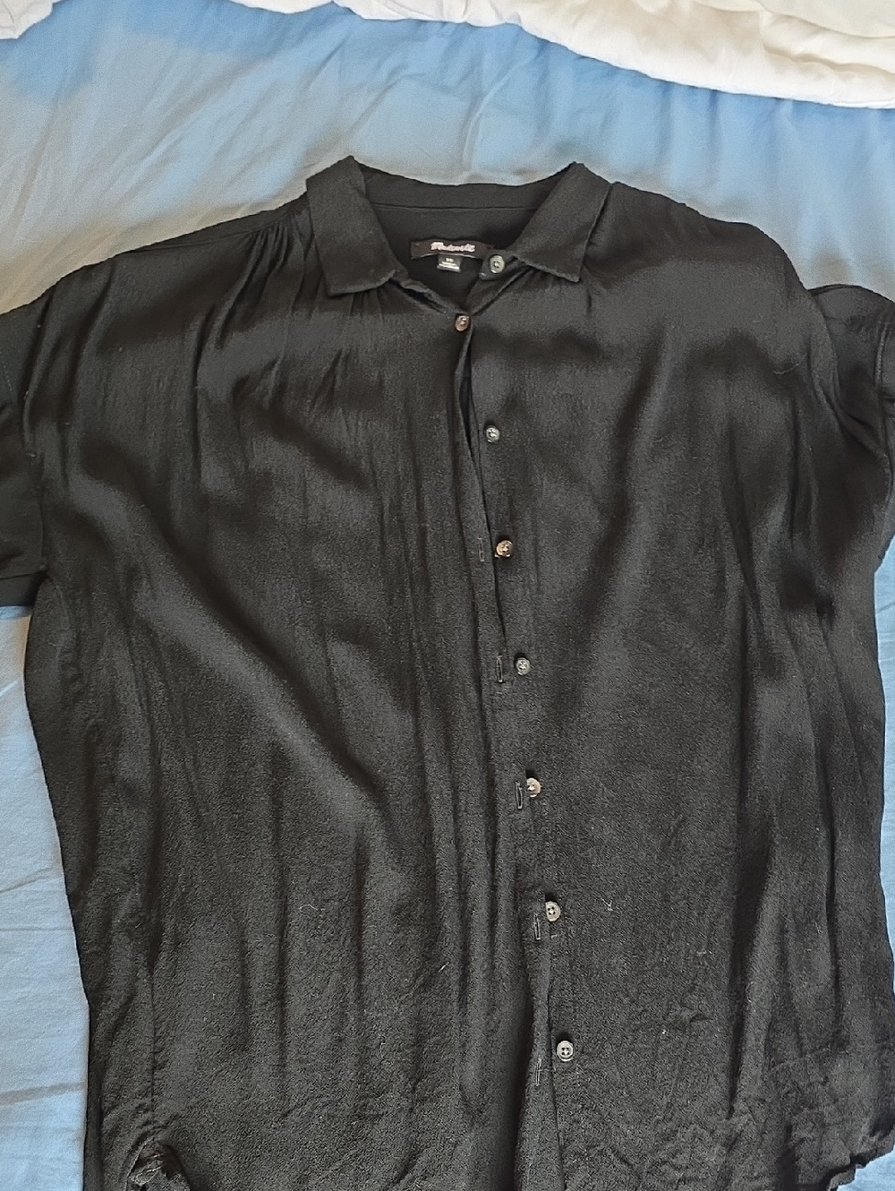 Madewell Black Short-Sleeve Button-Down Shirt